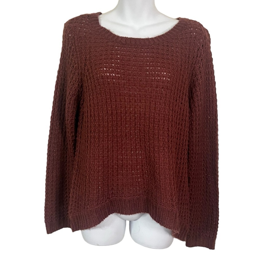 Roxy Burgundy Open Waffle Knit Sweater size L
